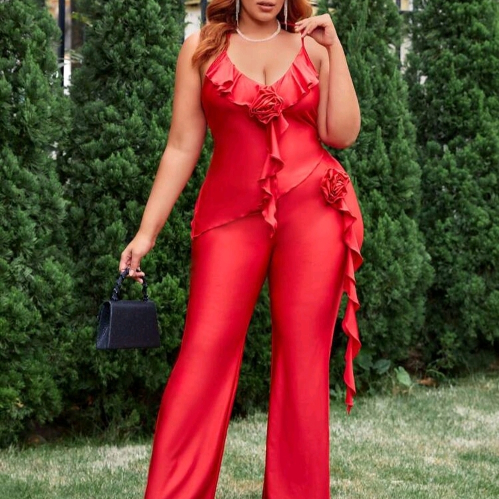 Elegant Red Women's Jumpsuit